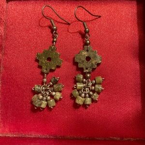 Green stone 2” earrings